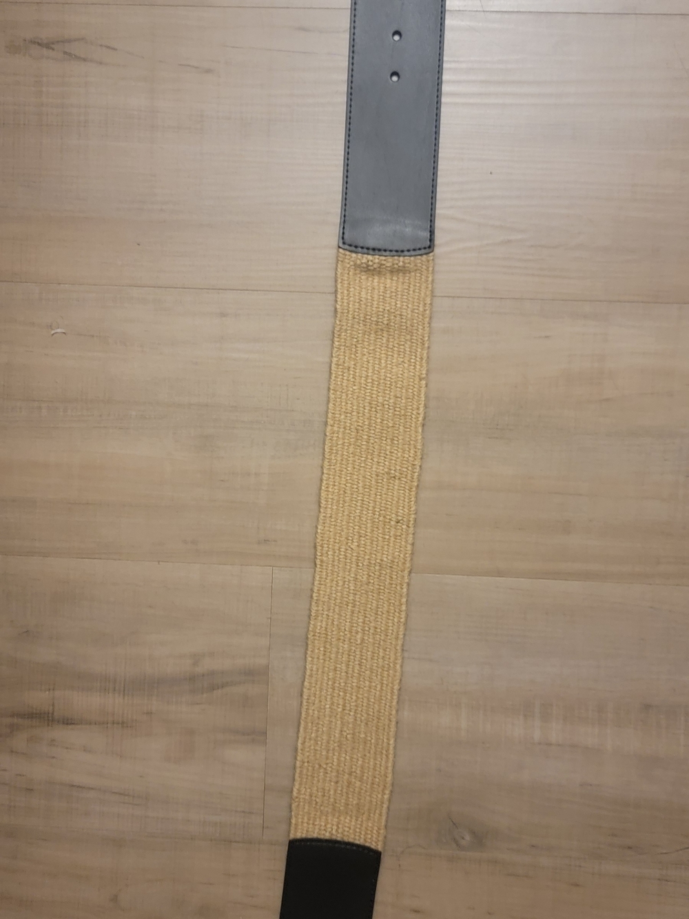 Women's Woven Straw Belt with Leather Trim - Beige